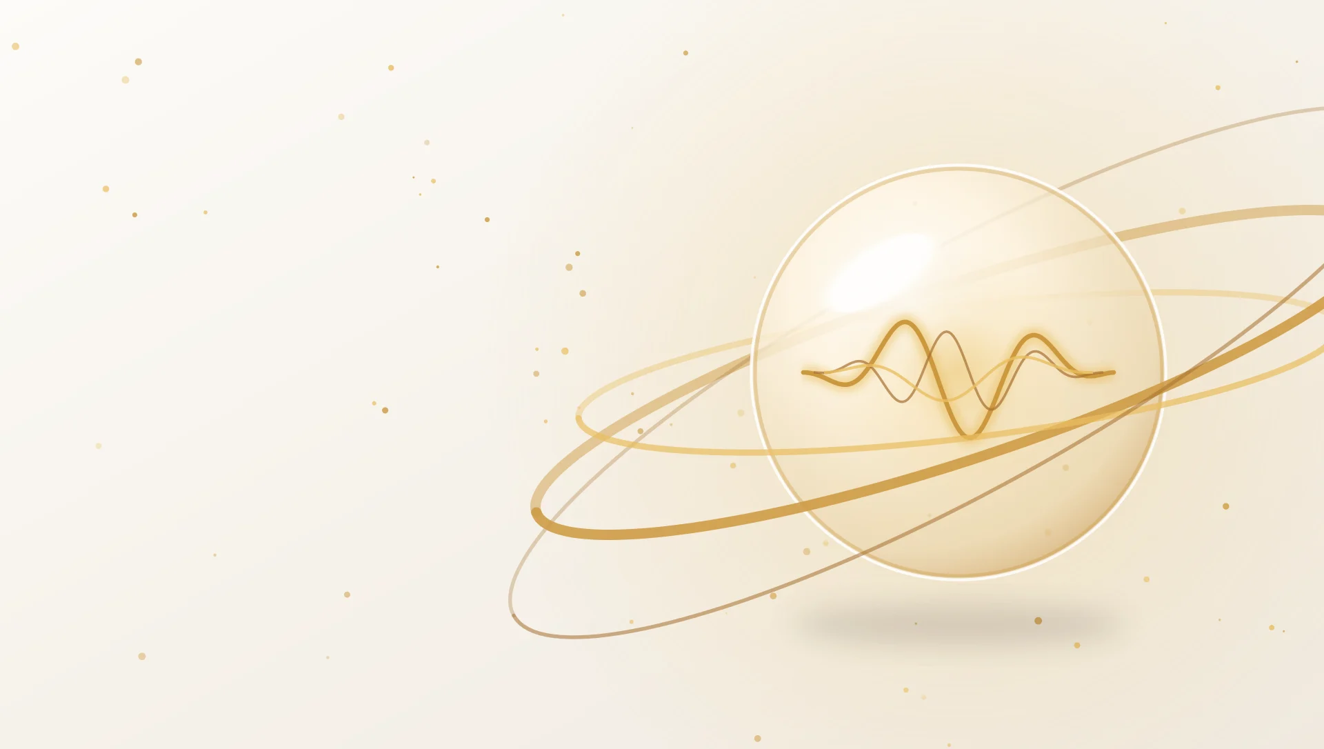 Glowing glass orb with a sound wave inside